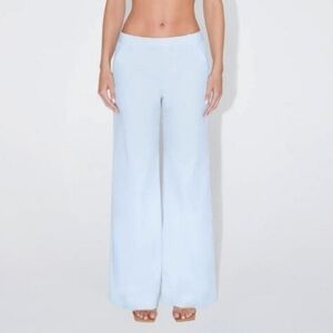 KHY By Kylie Jenner Poplin Wide Leg Trouser in Pale Icy Blue